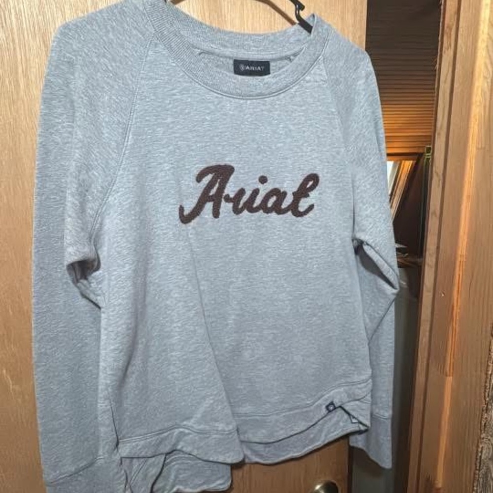 Ariat Heather Gray Pullover with Chocolate Logo